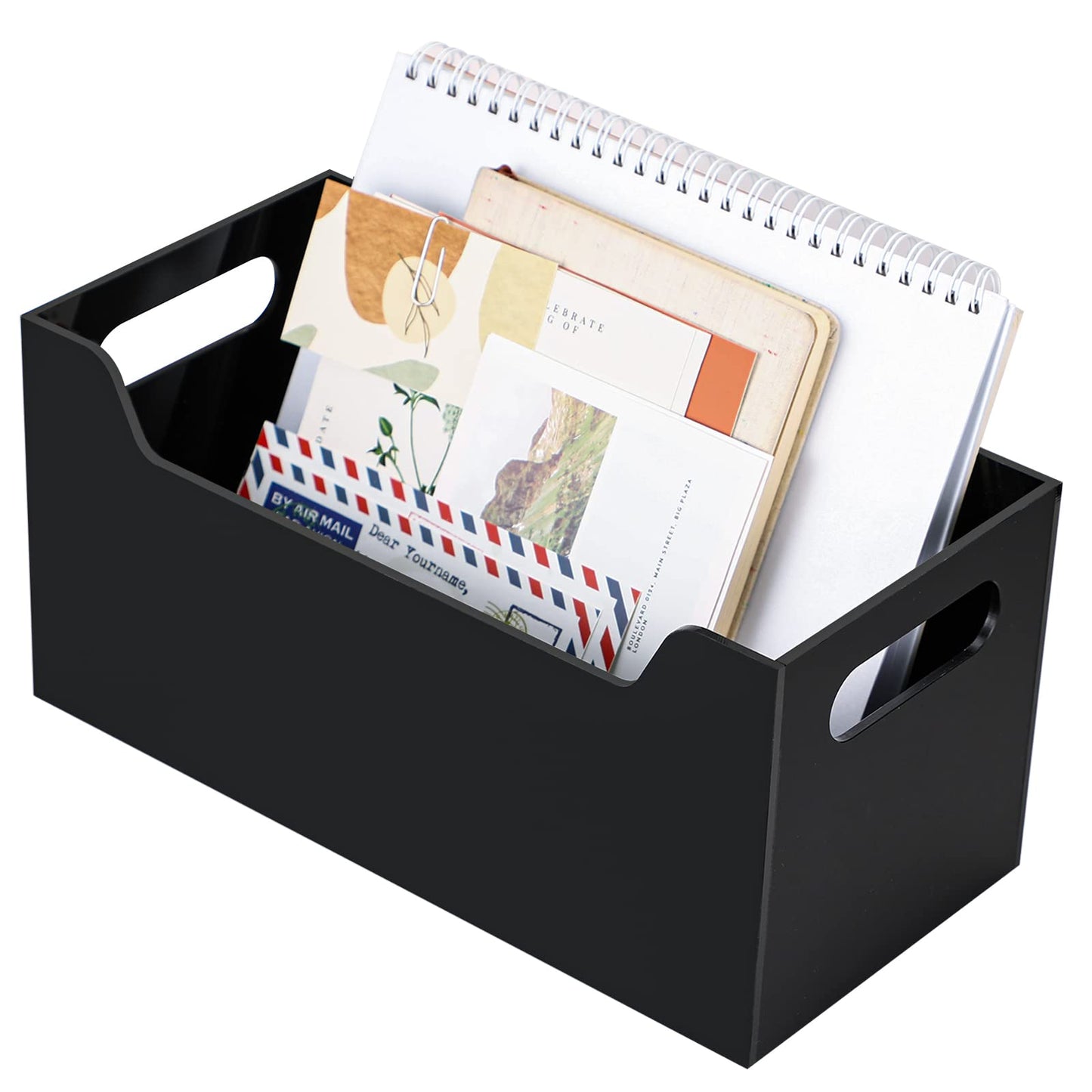 Kamehame Mail Organizer Black Mail Holder Countertop Acrylic Letter Holder Box Vertical Bill Envelope Sorter Basket for Desk Mail Storage Organizer Mailbox for Desktop Office Counter