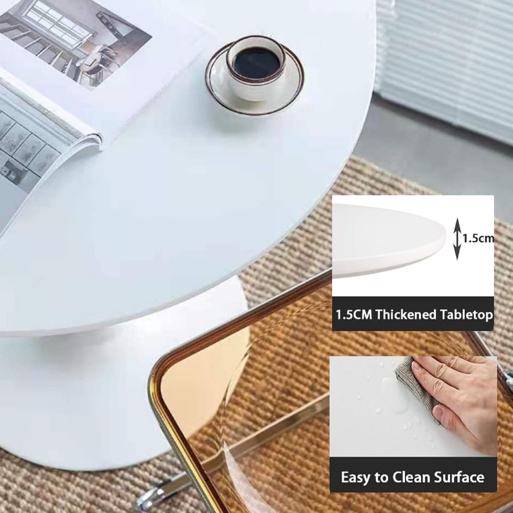 HYYTEIBL 27.3" Tulip Dining Table, White, Perfect for 2-4 People, Mid-Century Modern Style, Round MDF Top with Sturdy Base for Dining Room, Living Room, Cafe