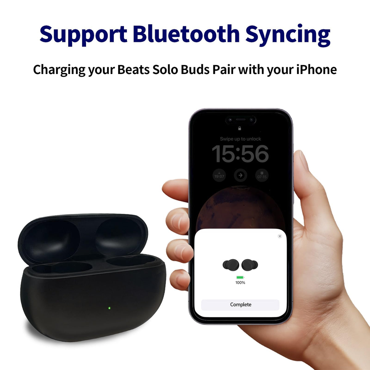 Alimingyan Charging Case Replacement Compatible for Beats Solo Buds, USB-C Charging Port case 660mAh Built-in Battery with Lanyard Hole(Not Include Earphone)