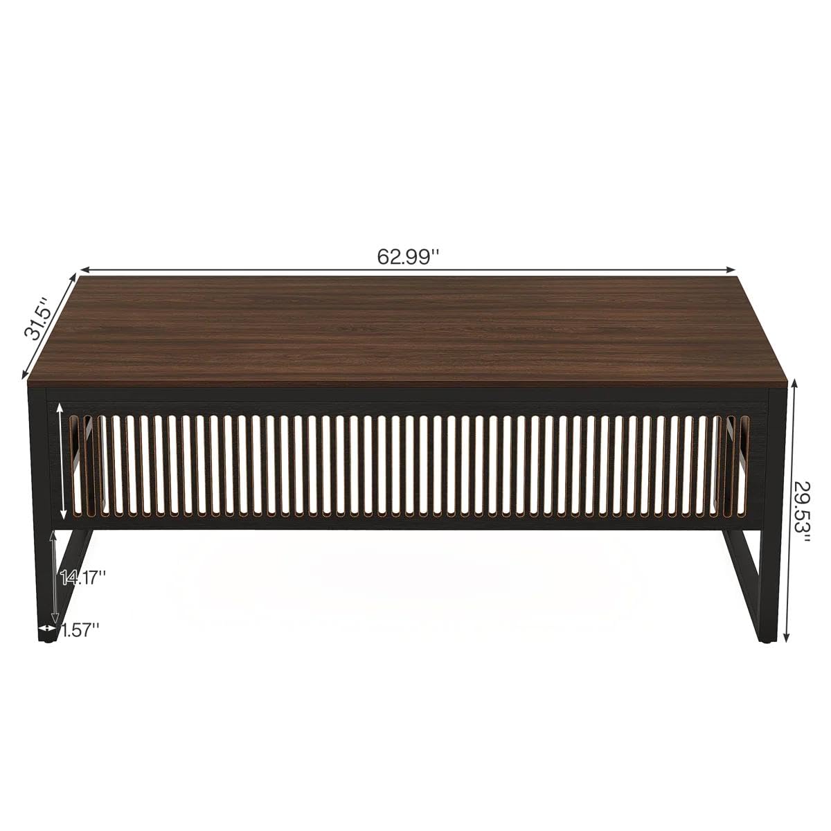 Tribesigns 63-Inch Executive Desk, Modern Home Office Desk for Workstation, Computer Desk with Sturdy Legs for Home Office (Dark Walnut & Black, Only Table)