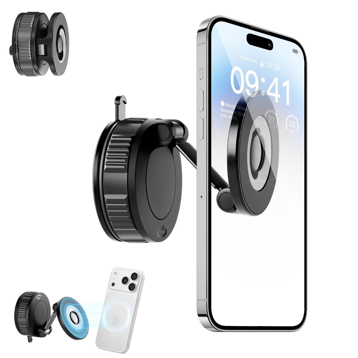 NibulaSpark Vacuum Magnetic Shower Phone Holder for Bathroom, Kitchen, Car- Hands Free Mirror Phone Holder, 360° Adjustable Suction Cup Phone Mount for iPhone Android, Gift for Men Women, Graduation