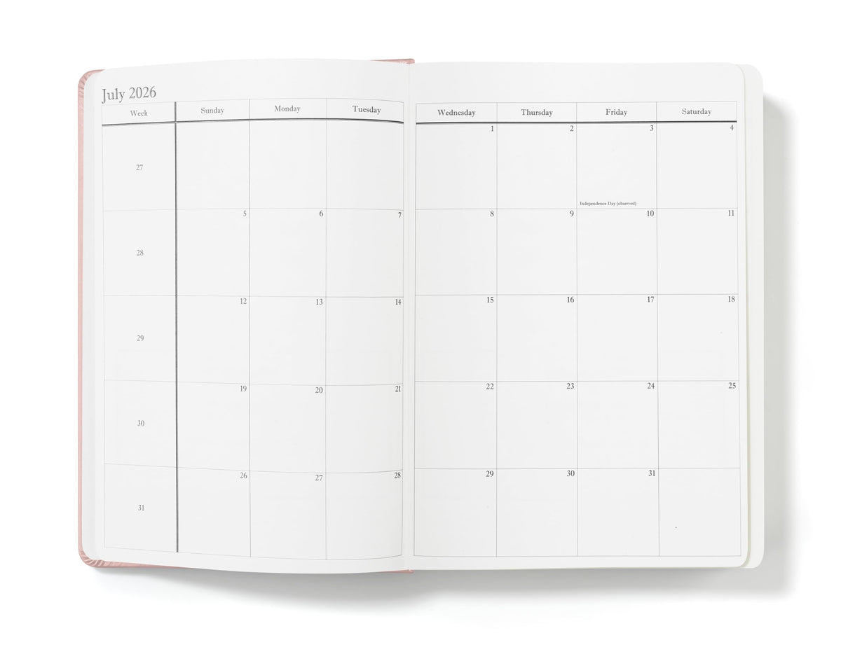 Wykeham's Executive 2026 Daily Journal Planner – US Public Holidays & Format – Customization Available (Rose, 8.5"×5.5")