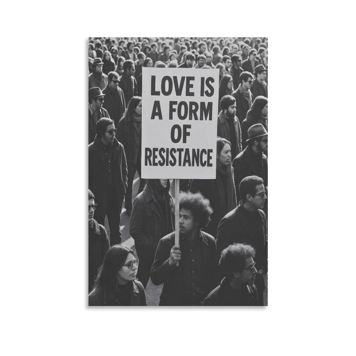 Love Is A Form of Resistance Protest Black And White Canvas Printing Wall Art Posters Prints Minimalist Scandinavian Equality Quote Wall Decor for Living Room Bedroom Office 12x18inch(30x45cm)