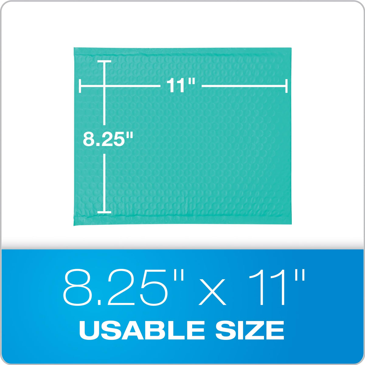 Quality Park Bubble Mailers, 8.5 x 11 Shipping Envelopes, Water Resistant Teal Poly Padded Envelopes, Redi-Strip Peel Off Closure, 25 Per Box (QUA85860)