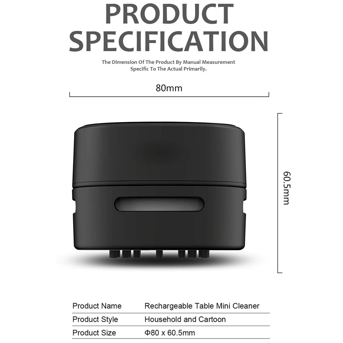 ODISTAR Desktop Vacuum Cleaner, Mini Table dust Sweeper Energy Saving,High Endurance up to 400 mins,360º Rotatable Design for Keyboard/Home/School/Office (Black Charging)