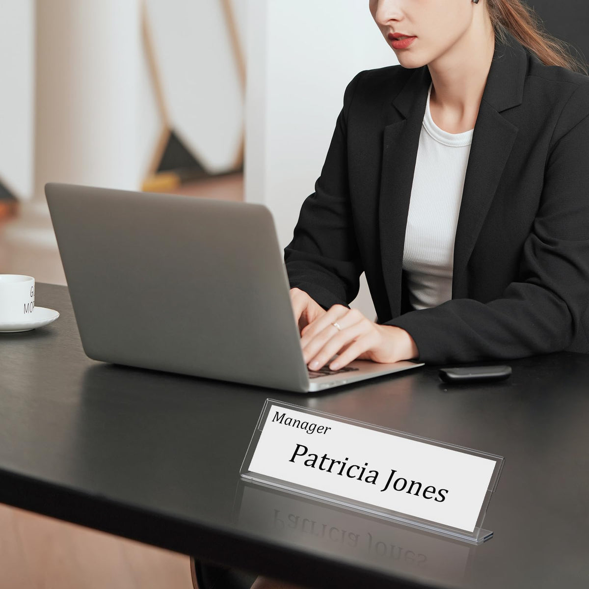 24 Pcs Acrylic Name Plates for Desk 2 X 8 Inches Name Tents for Classroom License Label Holder for Back to School Classroom Office Conference Business Meeting Table Display (24)