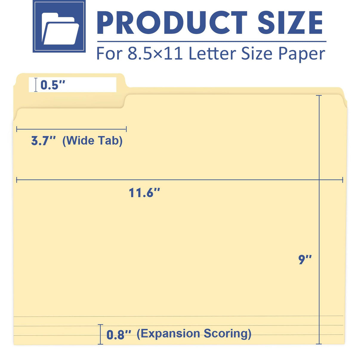 File Folder, PANDRI 30 Pack File Folder, 1/3 Cut Tab, Letter Size, Filing Folder for Office School Business, Manila