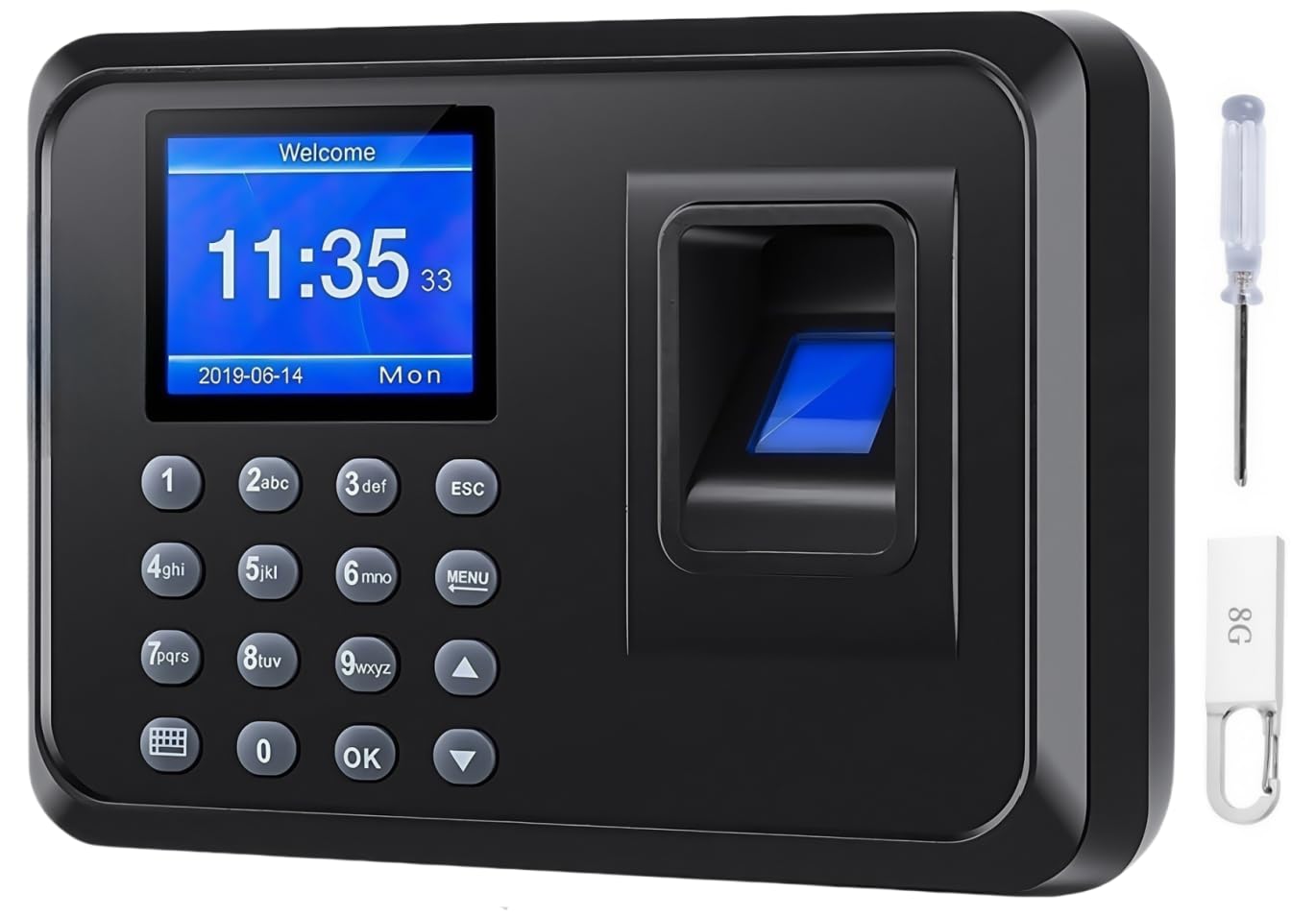 Mokhike Time Clocks for Employees Small Business, 2 in 1 Time Clock (Fingerprint & Password) Employee Clock in & Out Machine Attendance Punch Clock Recorder Tracker for Small Businesses & Offices