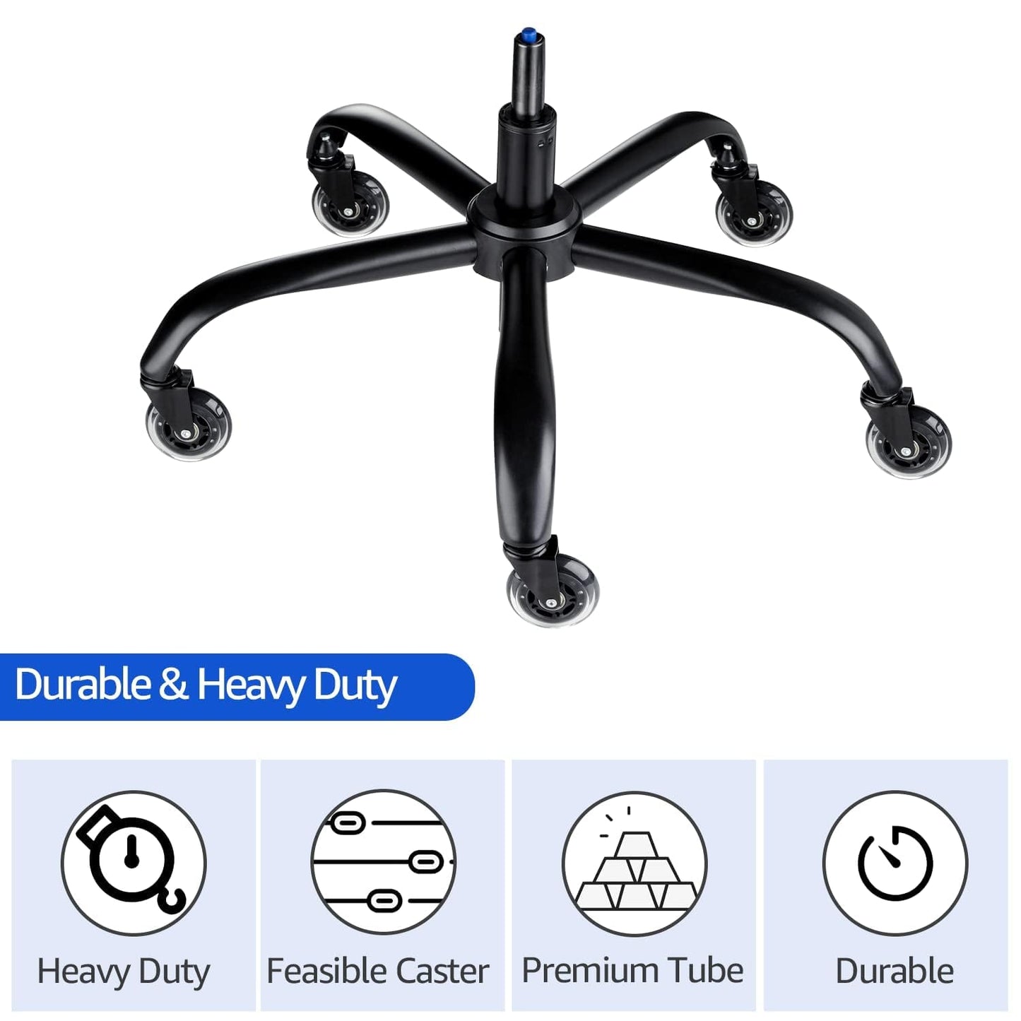 MASTERY MART Office Chair Base Replacement Bundle – Heavy Duty 352 lbs, Smooth Rolling on All Floors, Swivel Base with Caster Wheels & Gas Lift Cylinder, 4.7'' Travel Length
