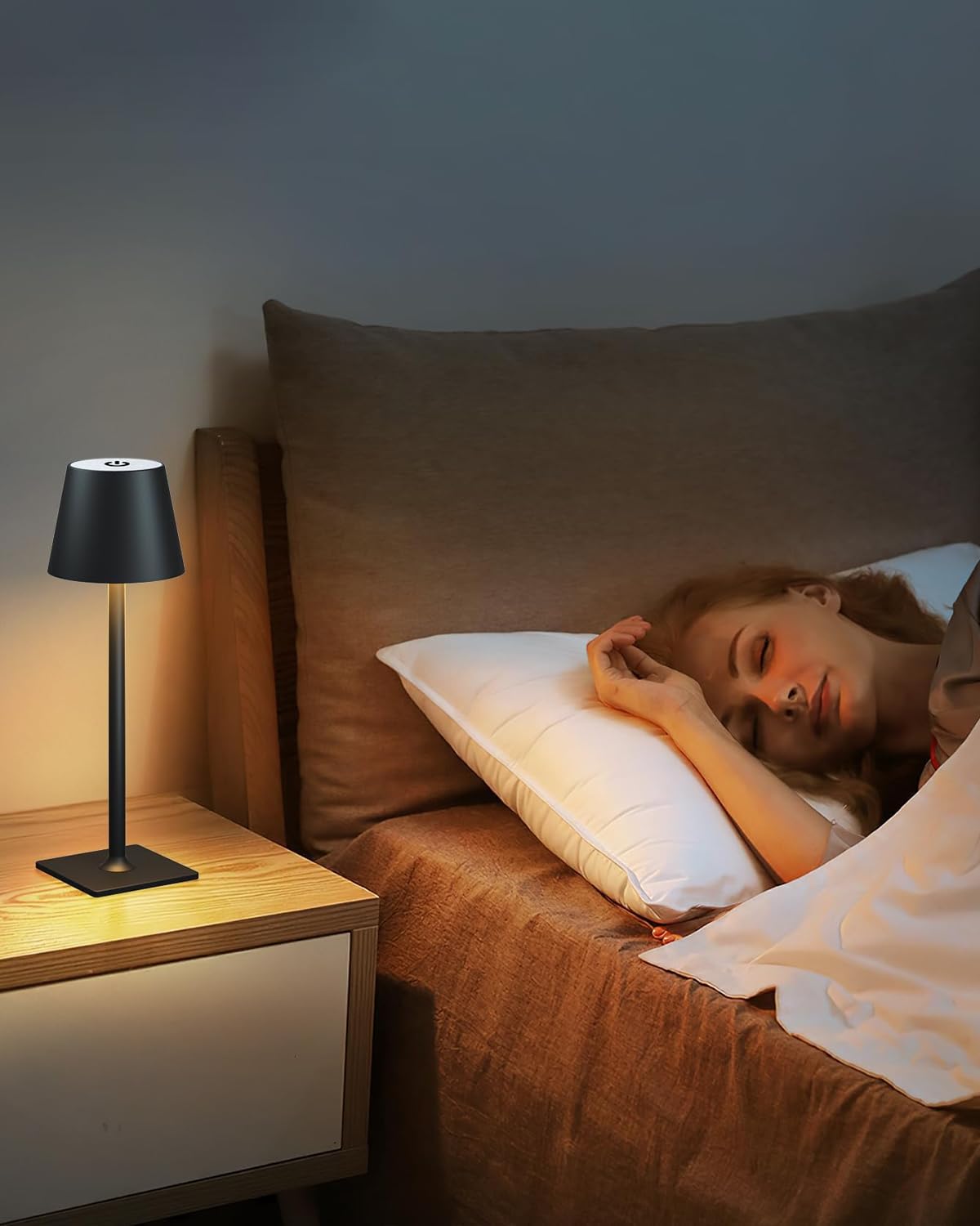 Fizrice Cordless Table Lamp Rechargeable Lamps: 6000mAh Battery Operated Table Lamp Outdoor Waterproof, Touch Control, Portable Wireless Desk Lamp for Dinner/Bedroom/Restaurant(Black 2 Pack)