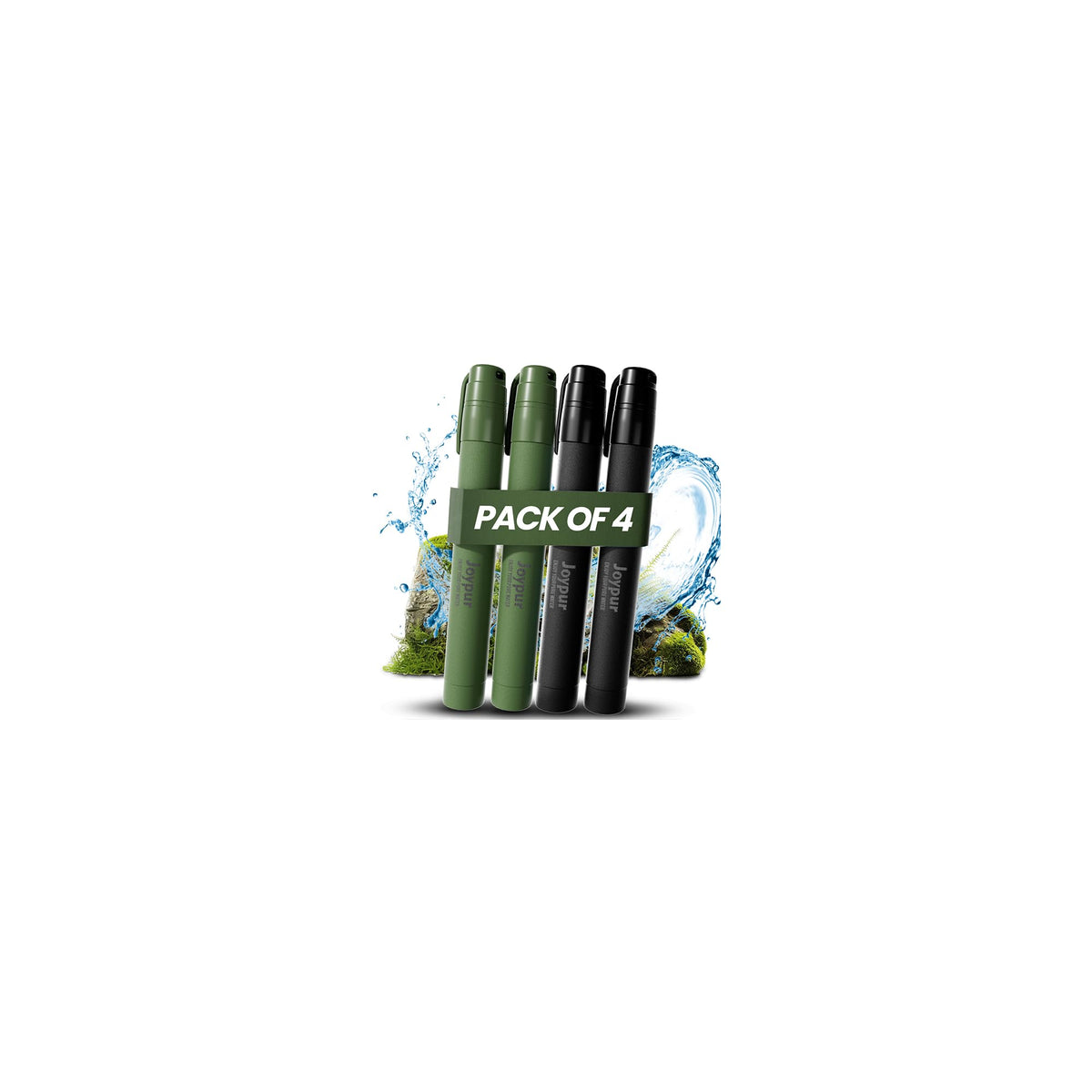 Portable Water Filter Straw Survival, Essential Camping & Hiking Gear, Water Purification Straw for Travel, Biking and Emergency Preparedness (2Black+2Green)