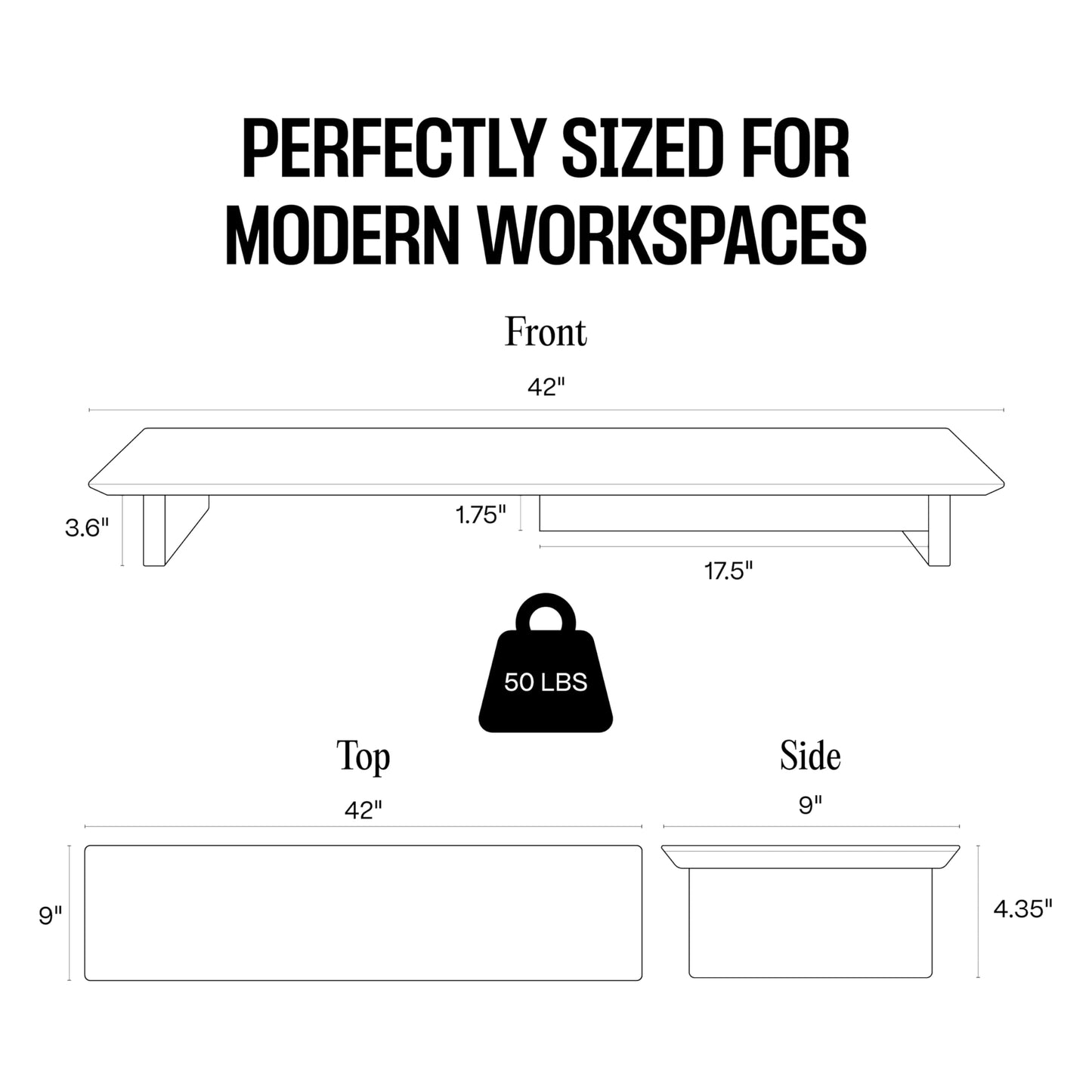 COREMINDED Solid Wood Dual Monitor Stand Riser – 43" Oak Desk Shelf for 2 Monitors with Tray & Wool Felt, Organizer for Desktop, Laptop and Office (Solid Oak)