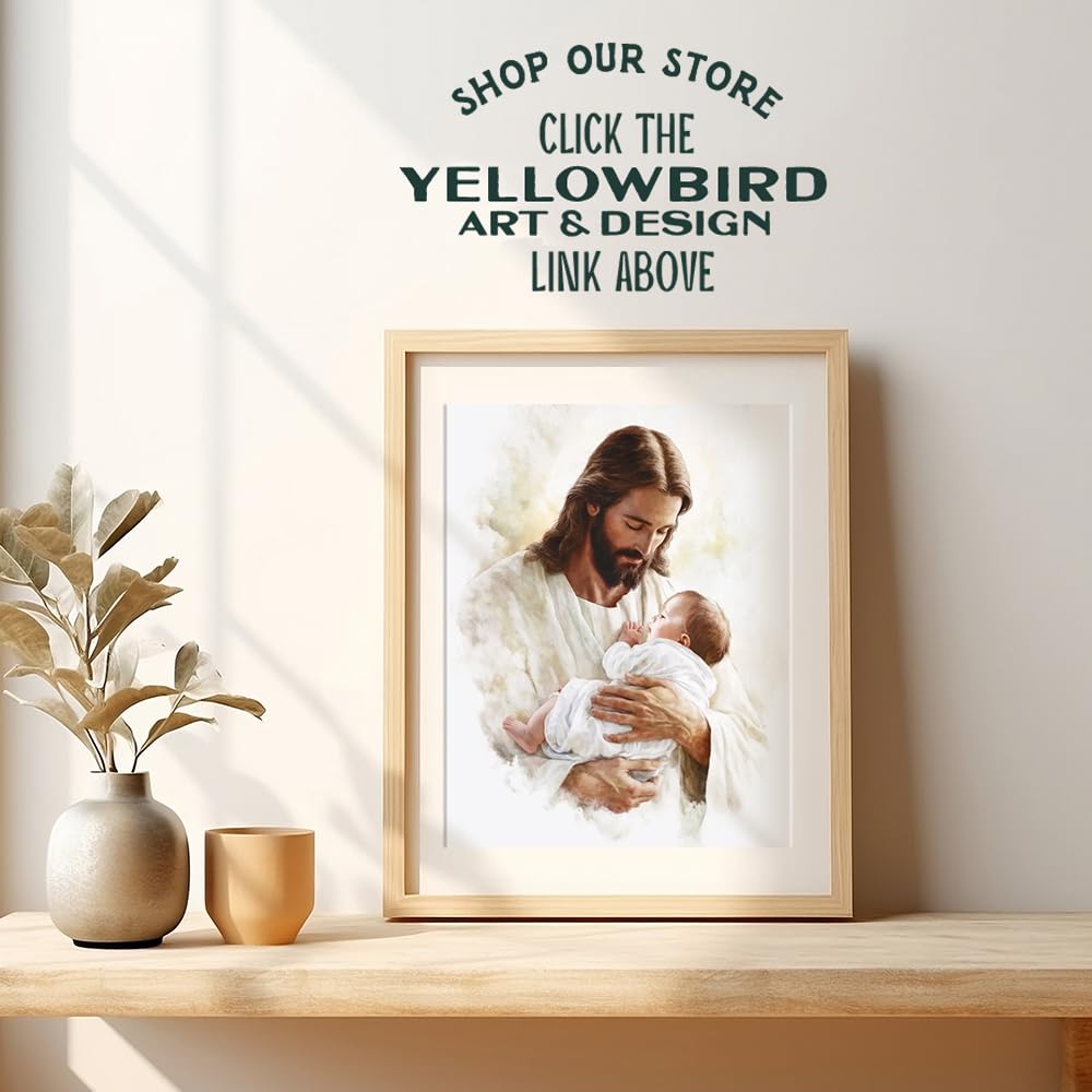 Christian Decor Baby Nursery Decor - Jesus Wall Art - Baby Room Print - Christian Wall Art & Decor - Nursery Wall Art for Kids Room - Baby Girl Bedroom, Baby Boy Bedroom Religious Art Spiritual