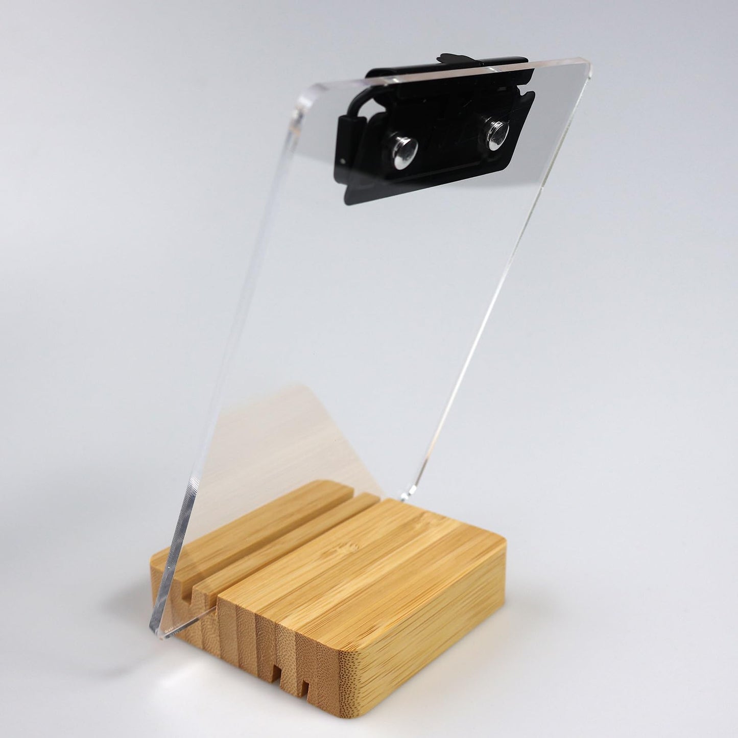 Mini Clipboard with Stand,Clear Acrylic Freestanding Small Clipboard A6 Size,Sign Holder,Document Typing Paper Stand,Menu Display Board,Receipt Holder (4"×6")