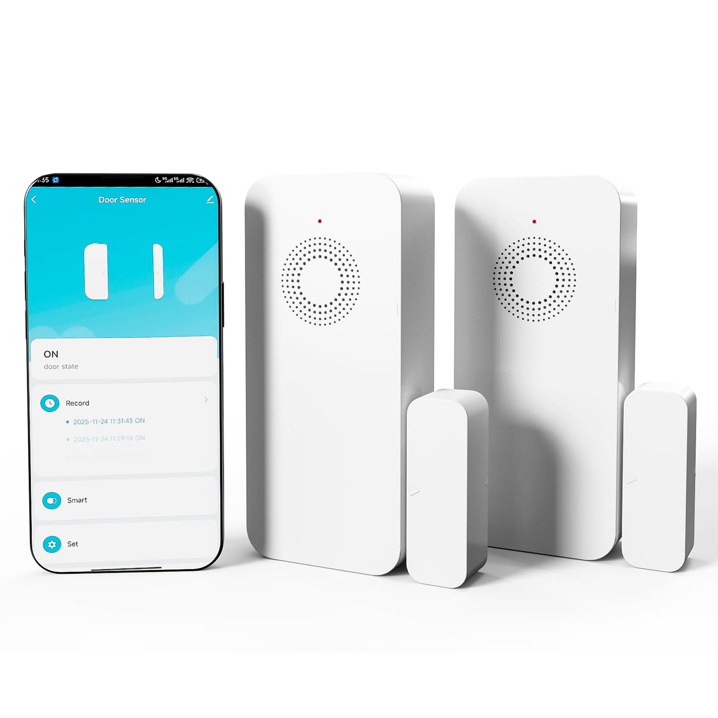 WARROXIDE WiFi Door Window Alarm, Smart Contact Sensor with APP Alerts & Sound Light Alarm, DIY Home Security System for House, Apartment, Office (Battery Not Included)
