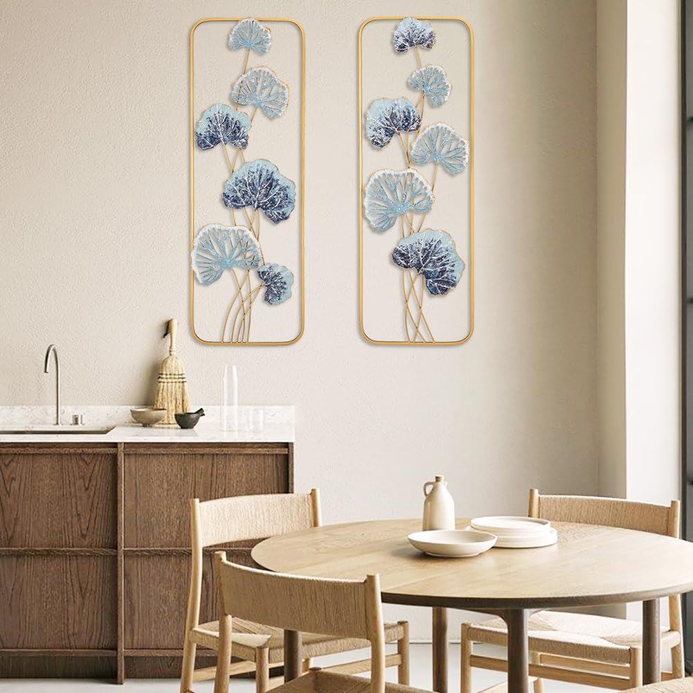 Arborus 2 Pack Gold Wall Art Décor, 35" Rectangular Panels Metal Work, Modern Wall Décor for Home Office Café Bedroom Living Room Wall Decoration