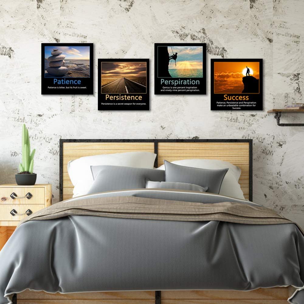 Artsbay Motivational Wall Art Inspirational Quotes Prints Office Wall Decor Classroom Gym Decor Teamwork Framed Painting 16" W x 16" H x 4PCS