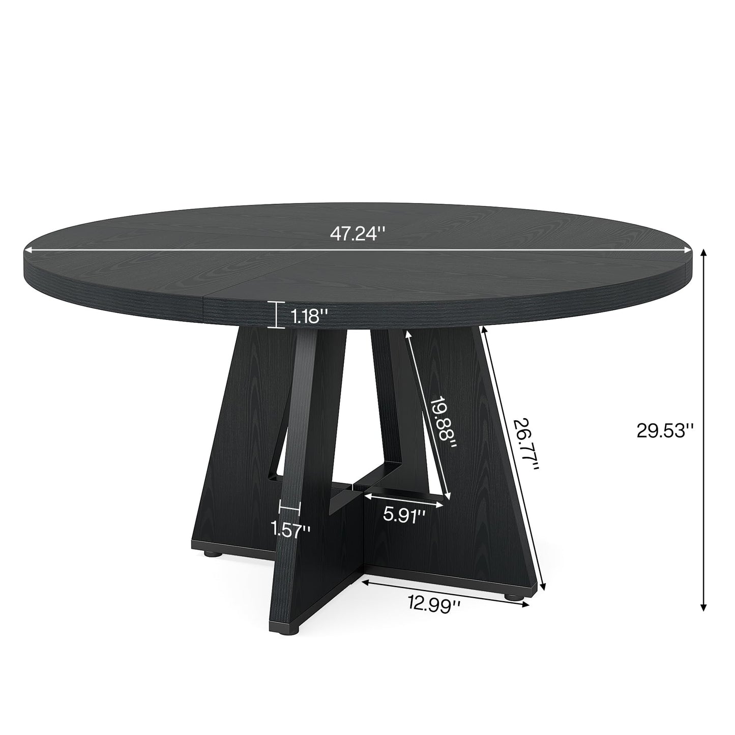 Tribesigns 47-Inch Round Conference Table for 4-6 People, Wooden Meeting Room Table with Thicken Tabletop and Wood Base (Black)