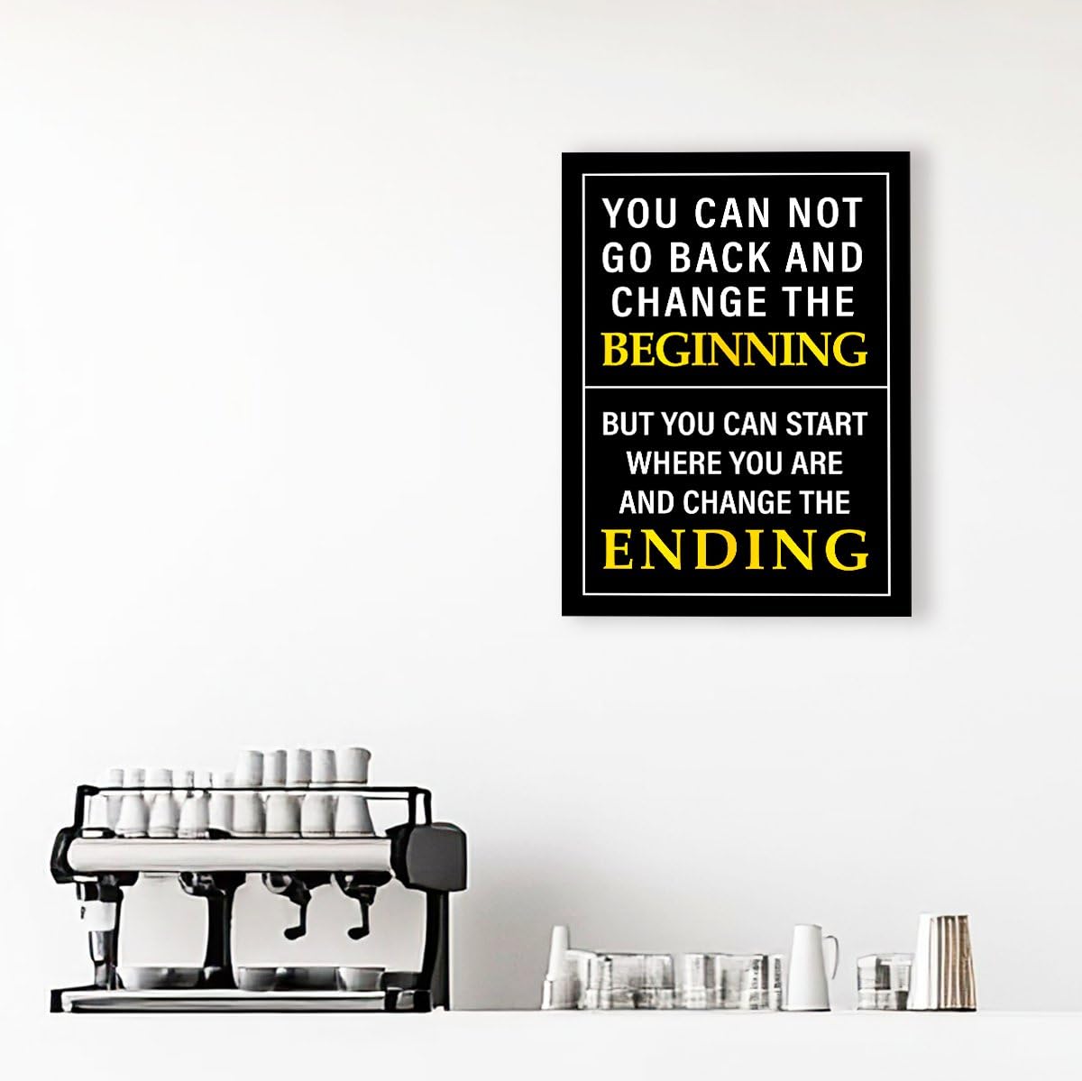 OTINGQD Inspirational Quotes Wall Decor,Positive Office Decor Wall Art,You Can't Go Back and Change the Beginning Motivational Canvas Wall Art for Home Classroom Bedroom