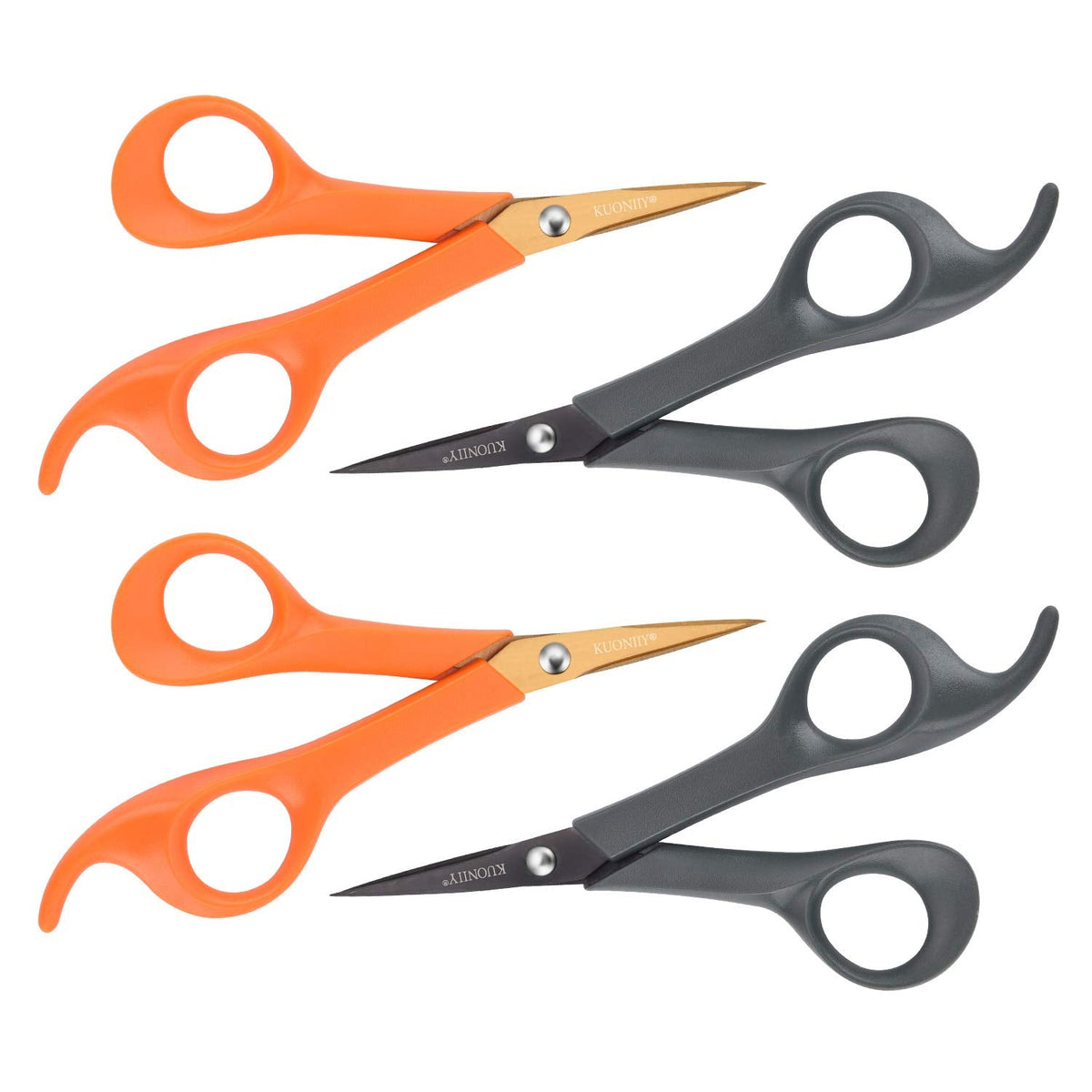 KUONIIY Micro-Tip Scissors, Precision Titanium Blades, 6 Inch Craft Detail Scissors Ideal for Paper, Scrapbooking, Beauty Crafting, Sewing, 4Pack