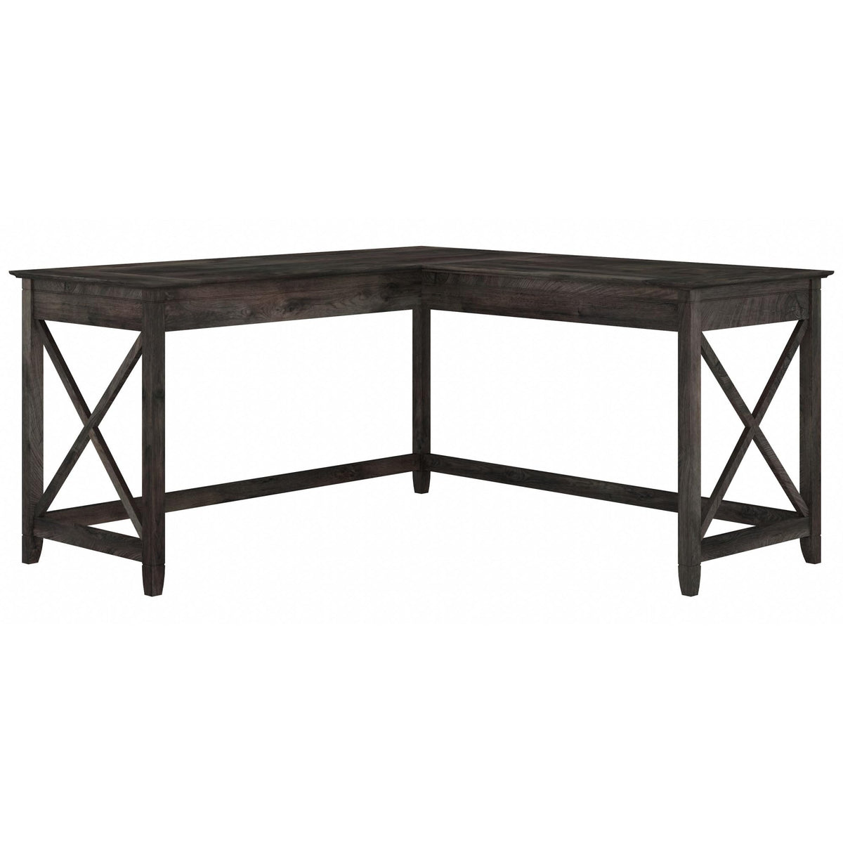Bush Home Key West 60W Modern Farmhouse L Shaped Desk in Dark Gray Hickory, 60-Inch Corner Computer Table for Home Office Workspace