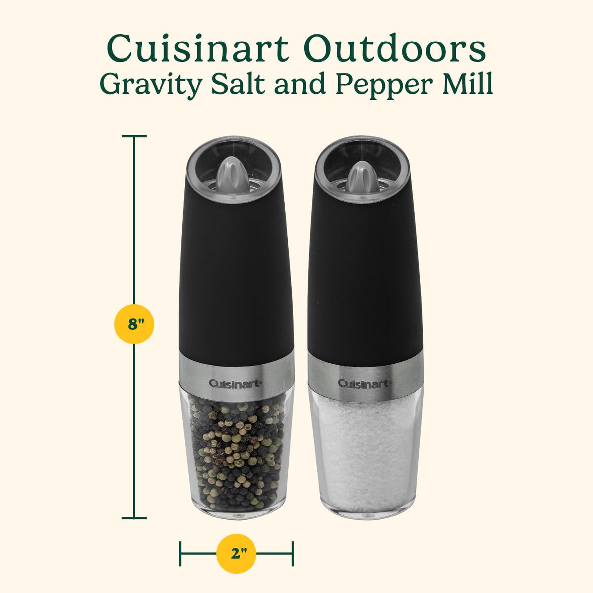 Cuisinart CSS-2424 Gravity Salt and Pepper Spice Mill with Blue LED Light, 2/3 Cup Capacity