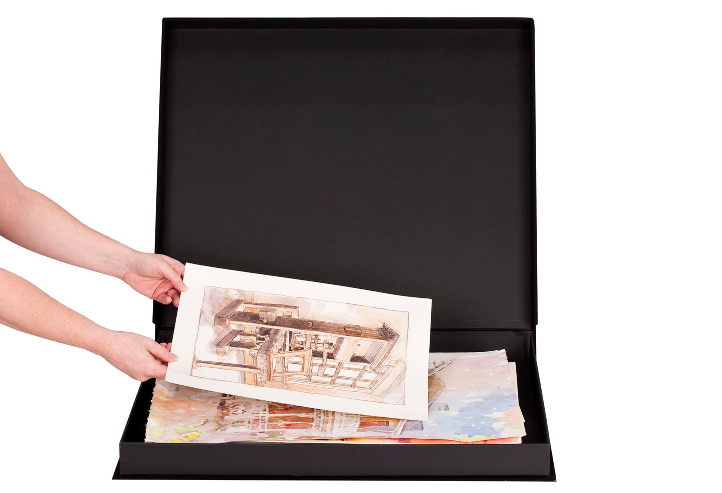 HG Art Concepts Eternity Archival Clamshell Photo Storage Box, Black - 8.5"x11" - For Storing Artwork, Photos & Documents, Deluxe Acid-Free, Sturdy & Lined With Archive-Quality Paper