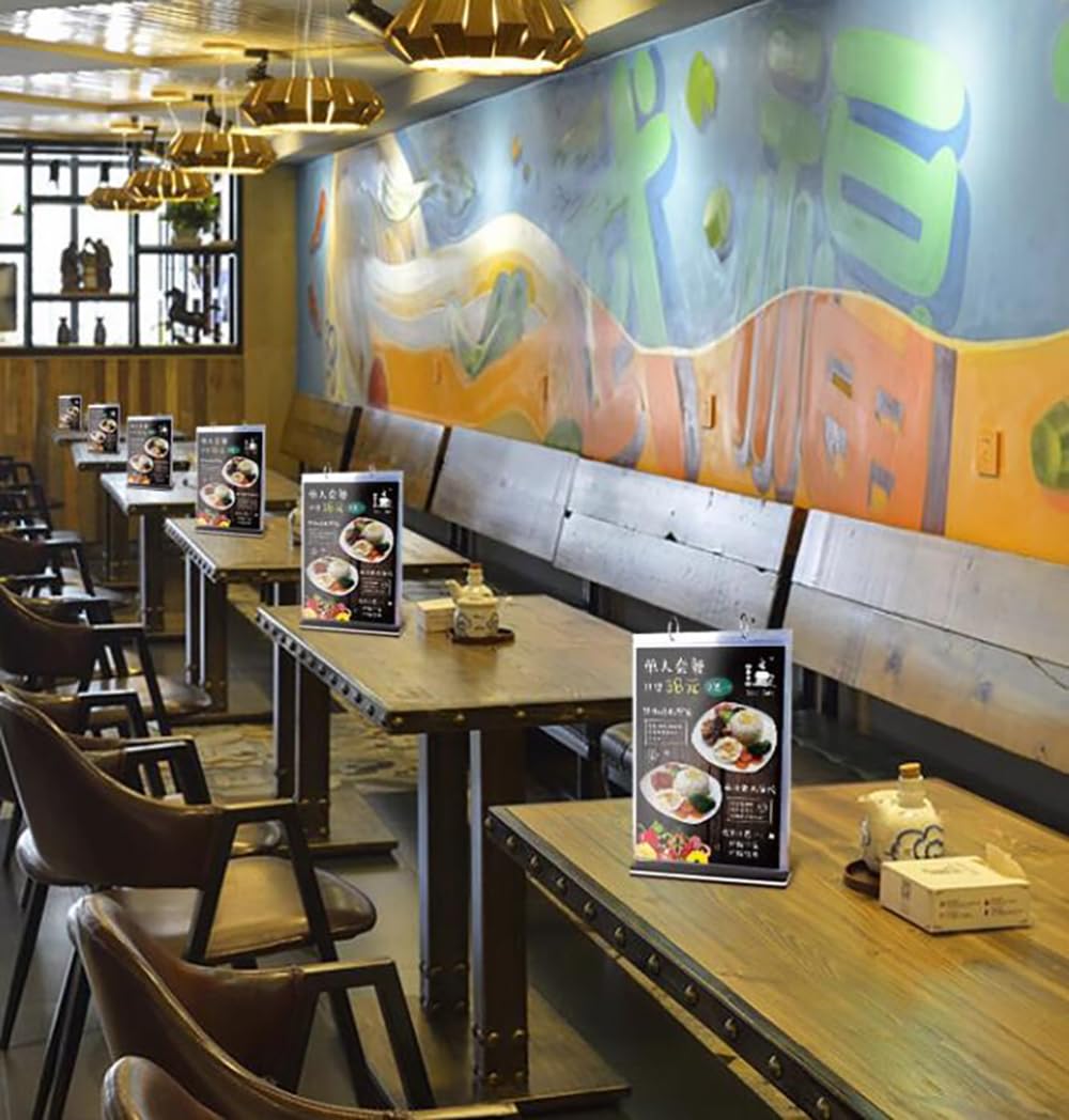HENGSENLI A5 T-shaped multi-page flip acrylic sign holder, menu / photo / advertising / drink display stand