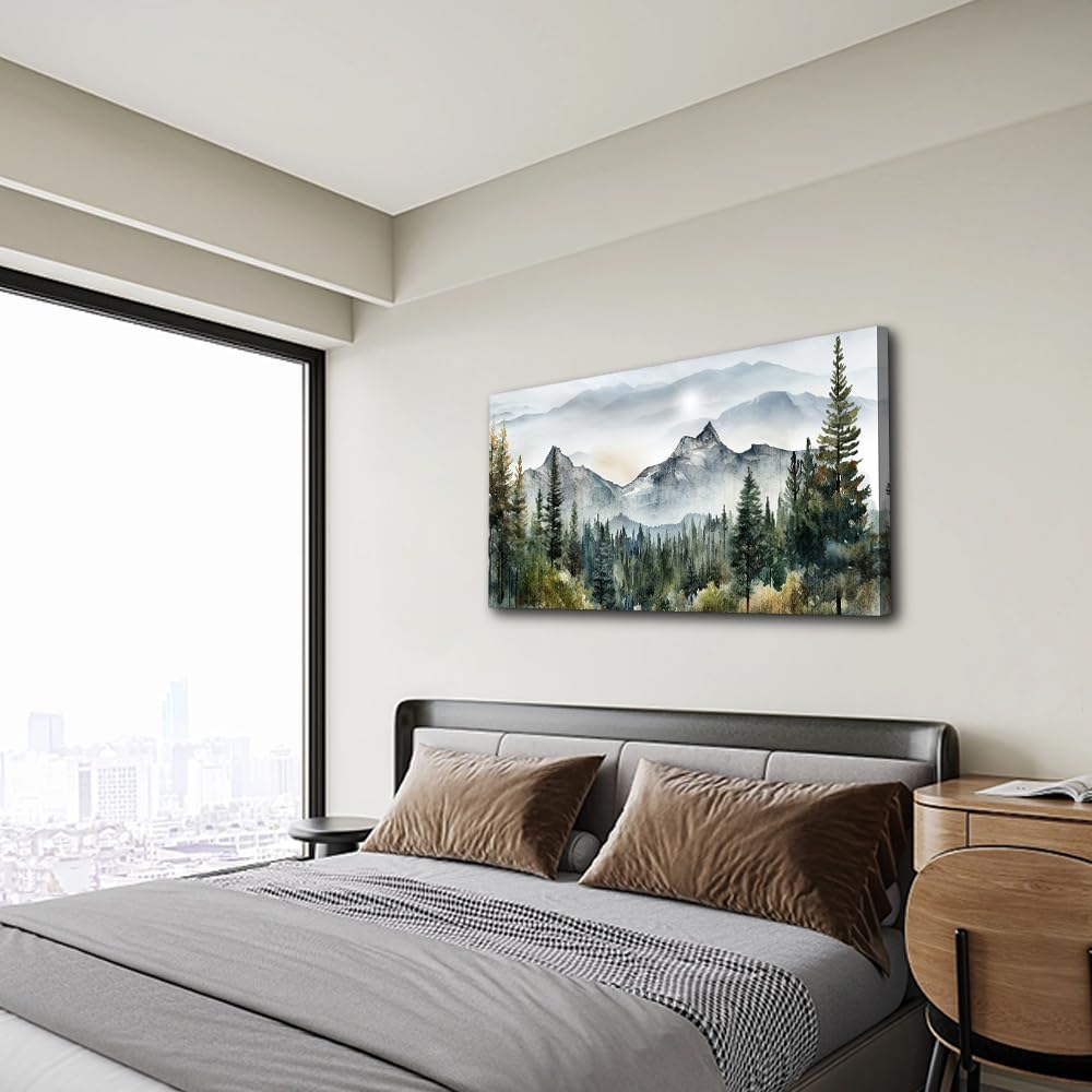 Wapluam Abstract Mountain Landscape Canvas Art - Modern Wall Decor For Living Room, Bedroom - Stretched & Framed, Ready To Hang