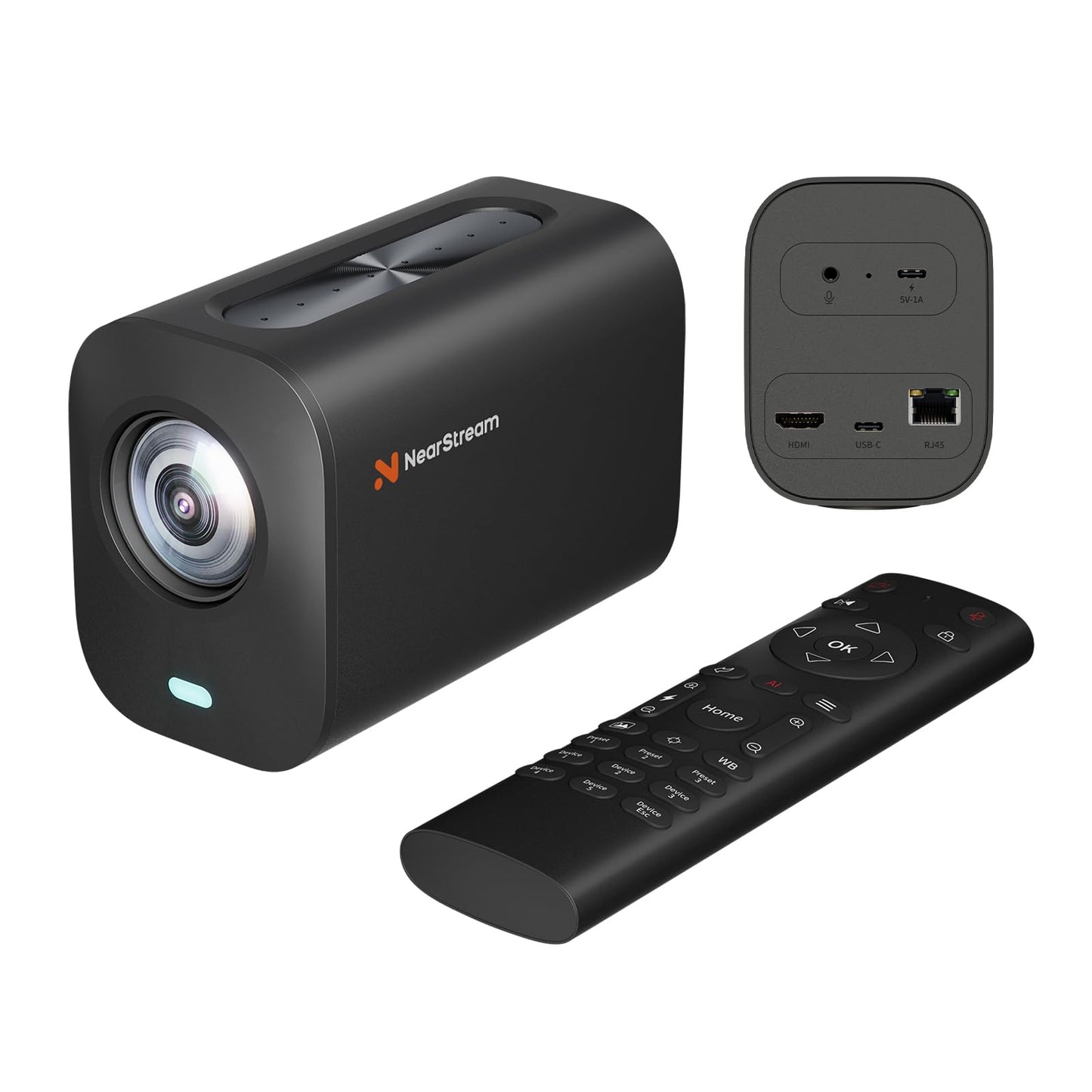 NearStream VM20 4K USB Streaming Camera with 40X Hybrid Zoom/8 Noise-Canceling Mics/Remote Control, HDMI/USB/RJ45 Output, Multi-Cam Ready, for Education,Conference,Worship & Live Event, OBS/Zoom,Black