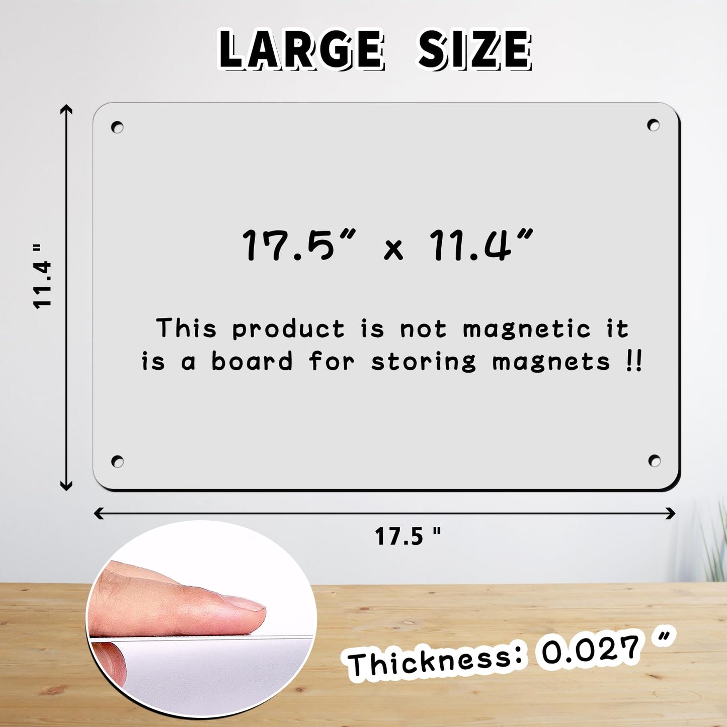 2Pack Magnetic Board 17.5" x 11.4" Magnet Bulletin Board is Suitable for displaying Notes, Photos,Magnetic Letters,Suitable for Walls, refrigerators, cabinets, etc