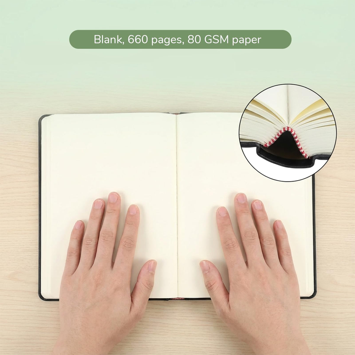 IMengjbang 660 Pages A5 Thick Sketchbook, 80GSM 5.7 x 8.25 inches Blank Smooth Notebook Soft Faux Leather Cover Journal for Drawing Book Memo Writing Sketch Pad Diary Notebook