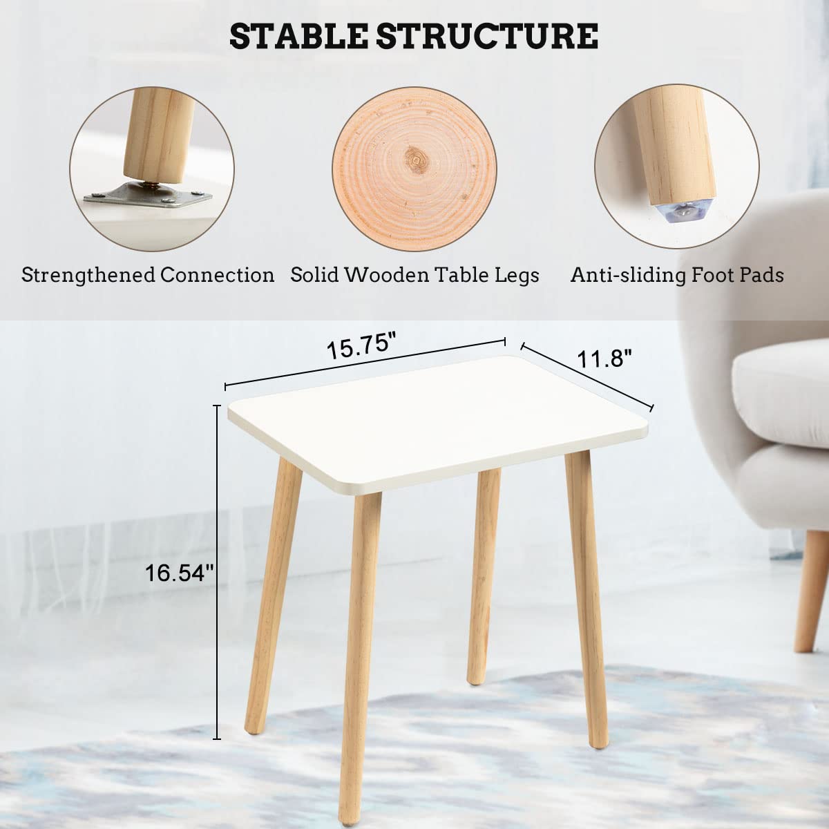 FORAOFUR Small Side Table, Modern Wood Mini Coffee Table, Easy Assembly Compact End Table for Living Room Bedroom Sofa, Minimalist White Accent Furniture for Small Spaces