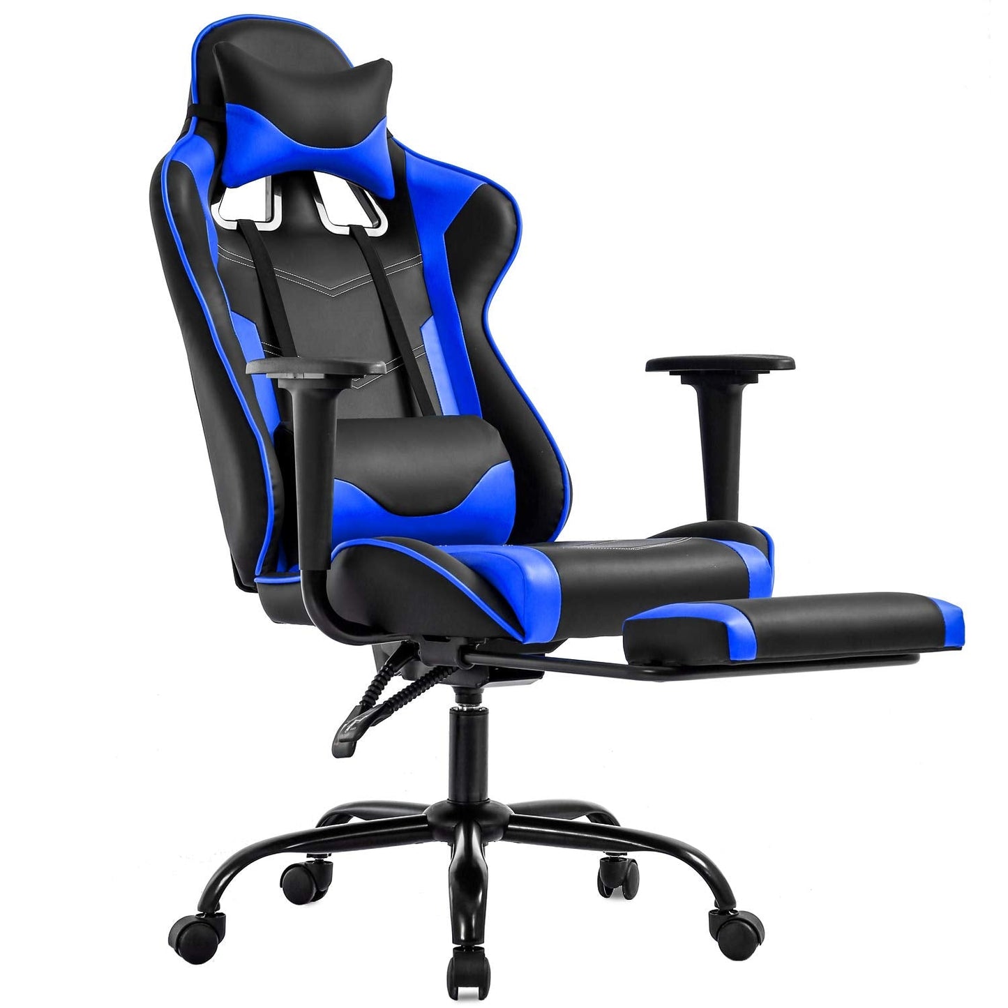BestOffice | Ergonomic Gaming Chair | Blue | Reclining Computer Chair with Lumbar Support, Headrest Pillow, Adjustable Footrests | 360 Swivel with Heavy Duty Wheels | for Home & Office