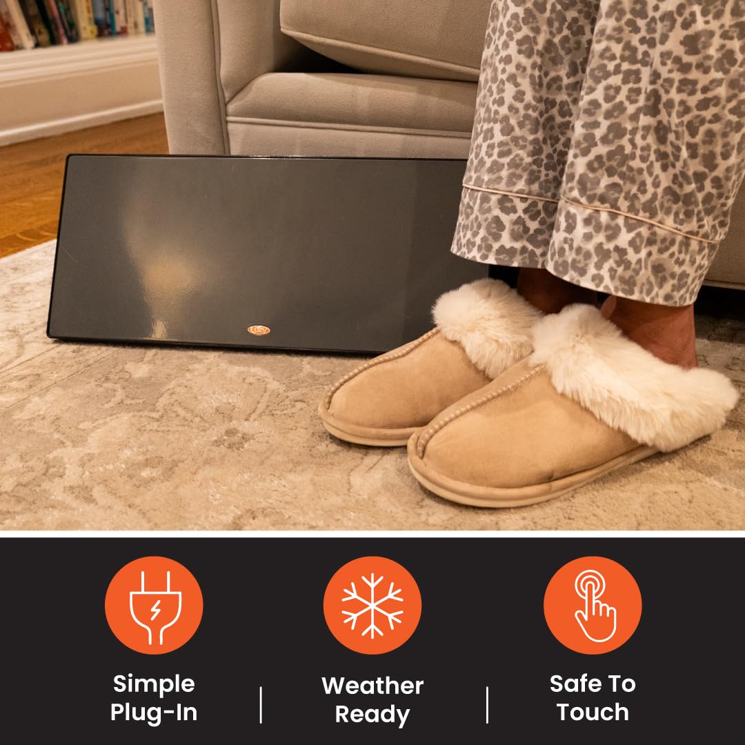 Cozy Products New and Improved Cozy Legs, Flat Panel Space Heater for Home and Office, Portable Heater with Built-in Thermostat, 150-watt, Energy-Efficient, 19" x 8" x 1", 3.2 lbs., Black