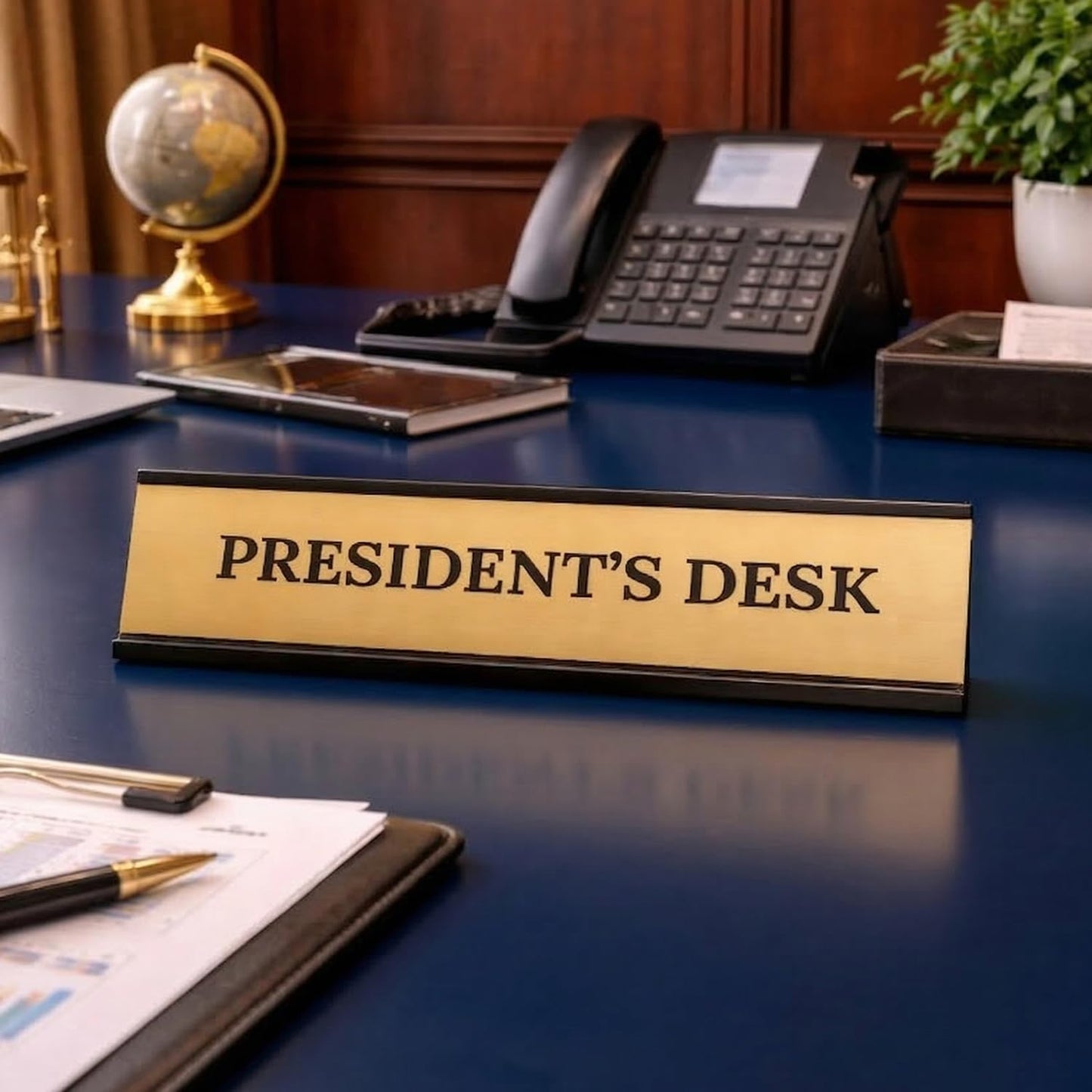 Signs ByLITA President's Desk Office Decoration Gift Black Frame Desk Sign (2x8")