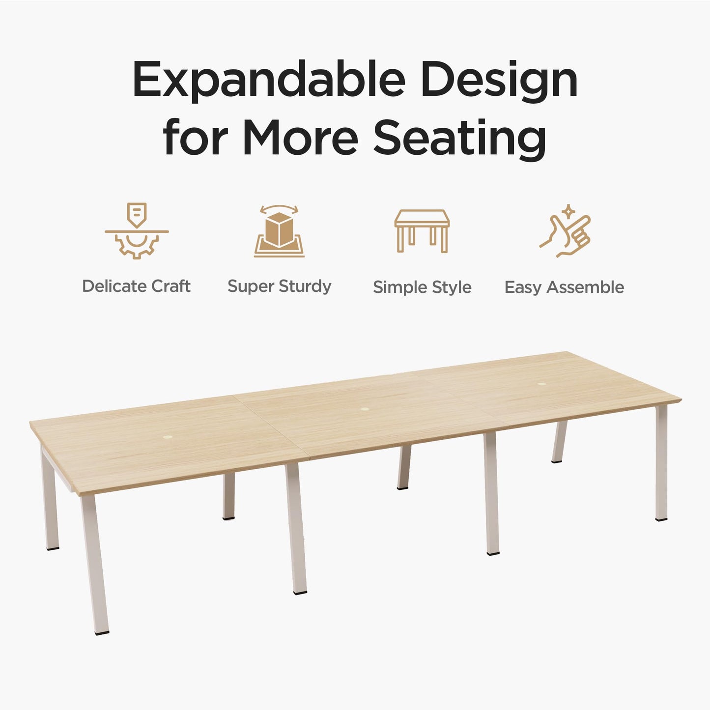 Offee Modular Computer Office Desk, Modern Style Small Study Writing Workstation Table for Home & Business, Conference Table (142" x 47")