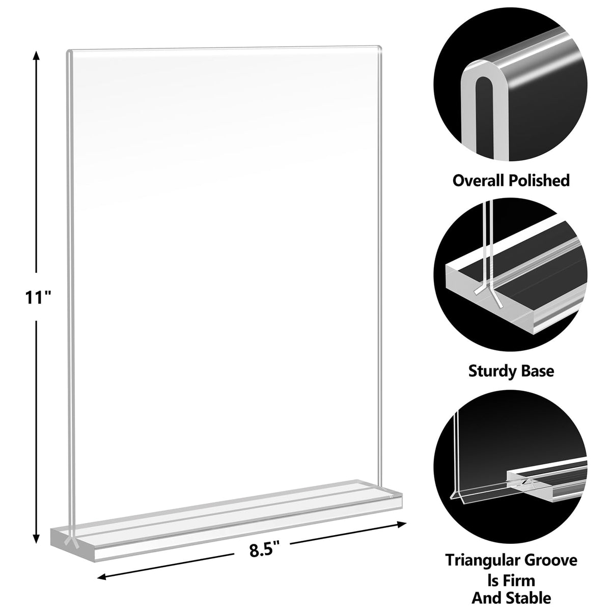 Enayplon Acrylic Sign Holder 8.5 x 11, Double Sided Sign Holder Stand, Plastic 6 Pack Table Paper Stand, Vertical Menu Flyer Stand, T Shape Table Flyer Holder
