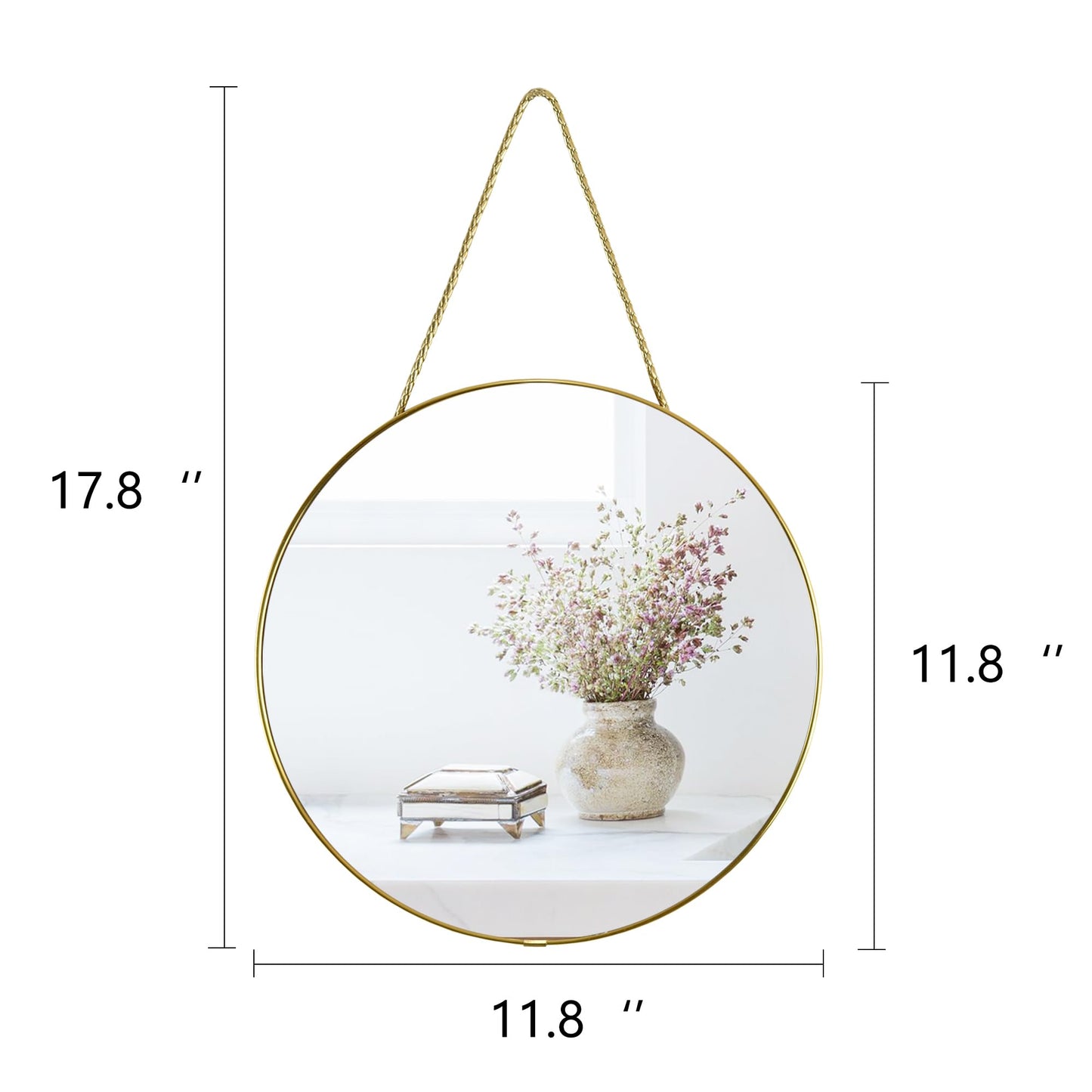 YCHMIR 11.8-inch Small Round Wall Mirror, Gold Bathroom Mirror