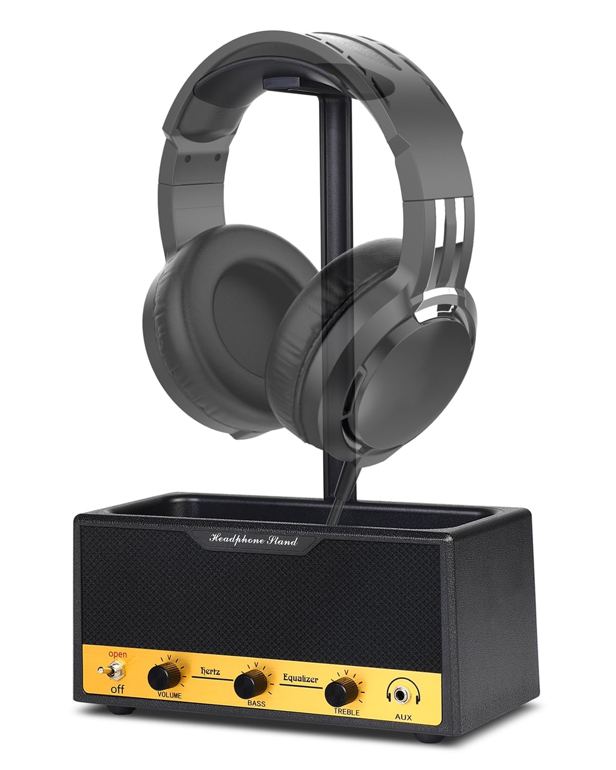 Lesdexzz Headphone Stand with Cable Storage, Display Music Lovers' Decorative Items & Suitable Headphone Holder, Contains 1 Base 1 Support Rod 1 Headrest (Cloth Texture Black)