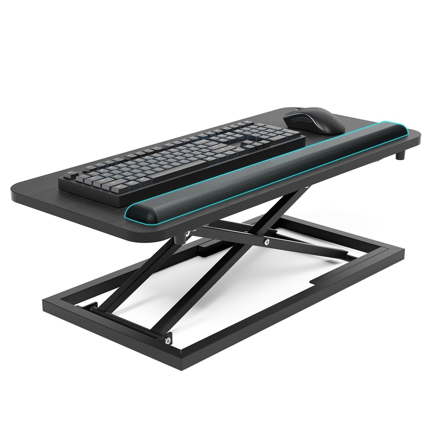 Omhuzsyo Standing Keyboard Tray Keyboard stand, Adjustable Height Keyboard and Mouse Riser for Desktop,For Ergonomic Sit Stand Workstations With Wrist Rest、Laptop Desk 26.7 x 11.7 Inch(Black)