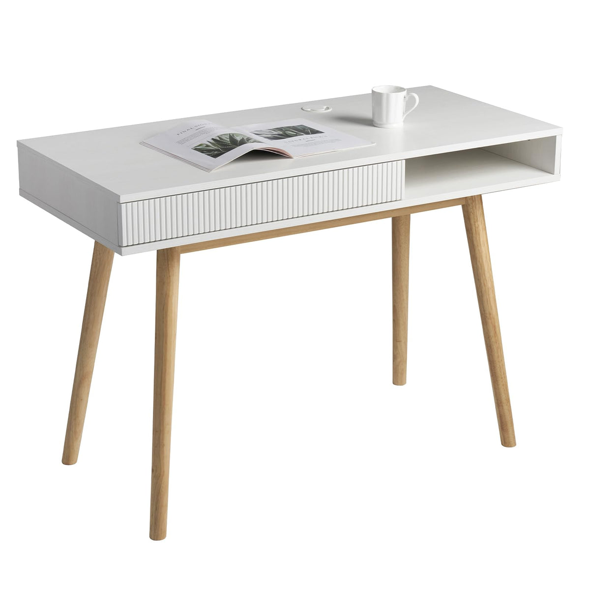 Artswish 42" Wood Modern Office Desk with Drawer, Simple Writing Desk for Home, White