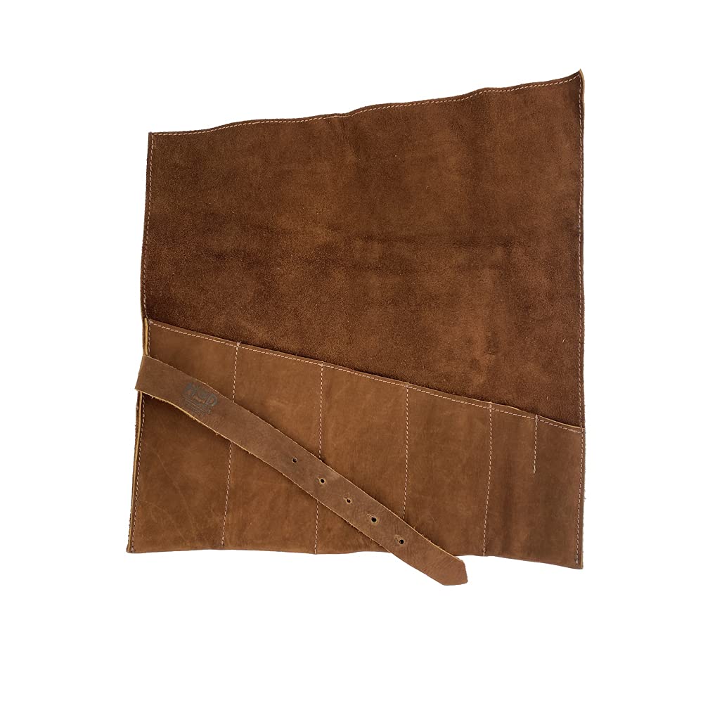 Hide & Drink, Large Tool Roll Up Bag (6 Slots), Portable Carry-On Pouch, Workshop Storage, Woodworking Tools Organizer, Full Grain Leather, Handmade, Swayze Suede