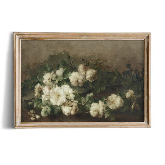 Rustic Farmhouse Wall Art Decor - 24x36 Large Unframed Rolled Canvas - Boho Landscape Picture - French Country Kitchen Print Posters - Neutral Aesthetic Vintage - Flower Floral Painting Cottagecore