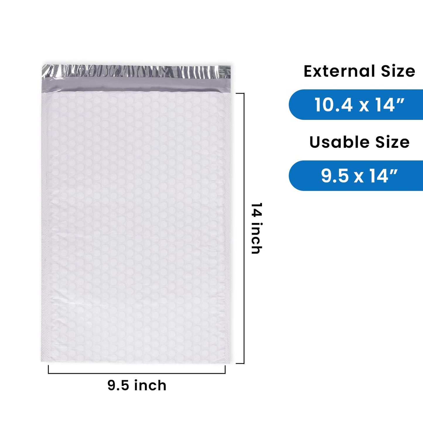 SMART MATTER Poly Bubble Mailer 9.5x14" (Usable Size) | 25 Pcs White Bubble Mailers | Opaque Design, Water Resistant, Self Seal, Durable Bubble Packaging Envelopes for Small Business, Online Sellers