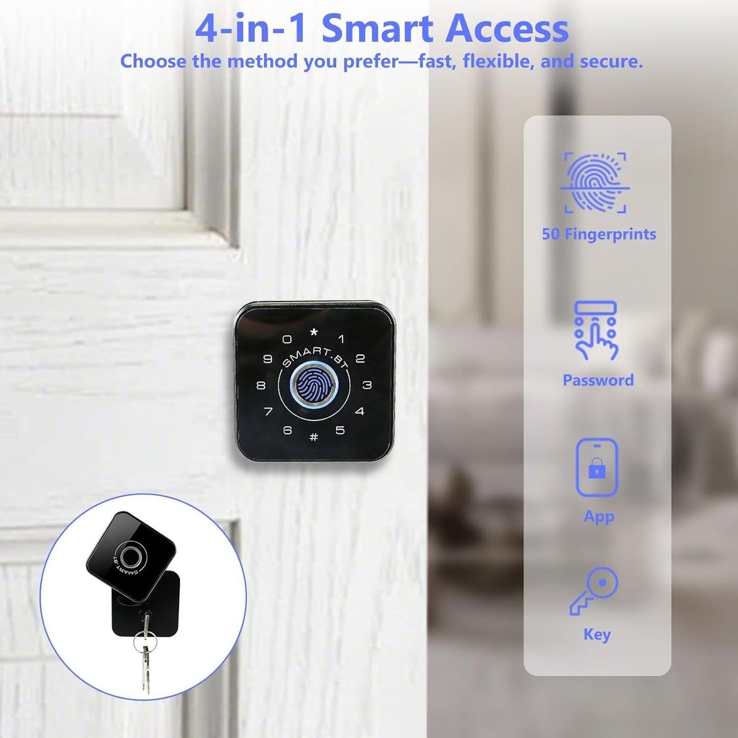 UMIK UMIKSMART 4 in 1 Fingerprint Smart Door Lock, Keyless Entry Door Lock with Fingerprint and Touchscreen Keypad, Tuya App Control, Auto Lock, Easy Install for Home, Apartment, Office