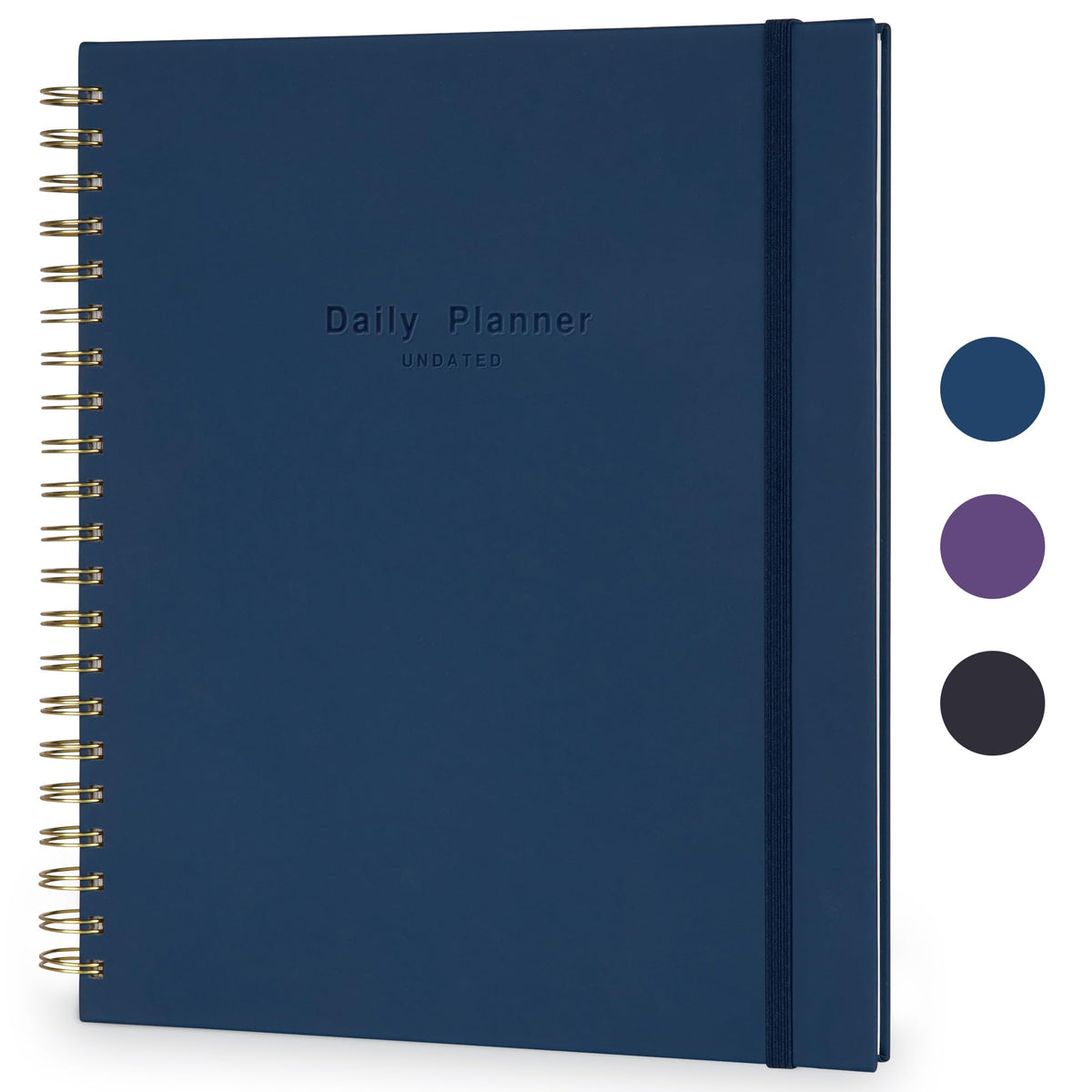 AuroPlanner Undated Daily Planner To Do List Hourly Schedule 2027 2026 2025 Calendar & Holiday Habit Tracker 180 Pages Letter Size 8.5" x 11" Sheets Hardcover Spiral Bound Notebook (Navy Blue)