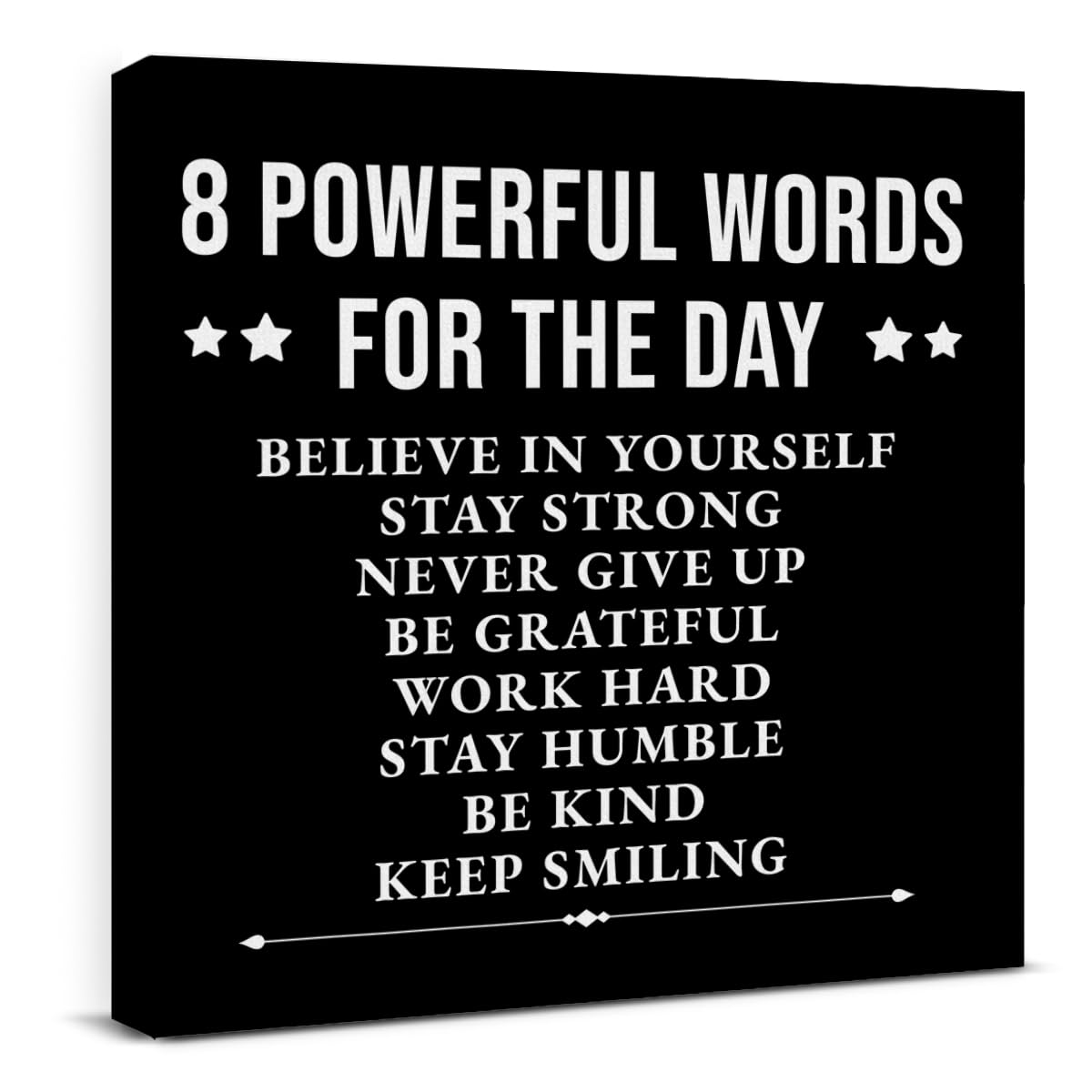 Inspirational Wall Decor, Motivational Canvas Painting Wall Art for Men Teen Boy, Black and White Positive Quotes Posters for Bedroom Living Room Classroom Gym Office (8 X 8 Inches, Framed)