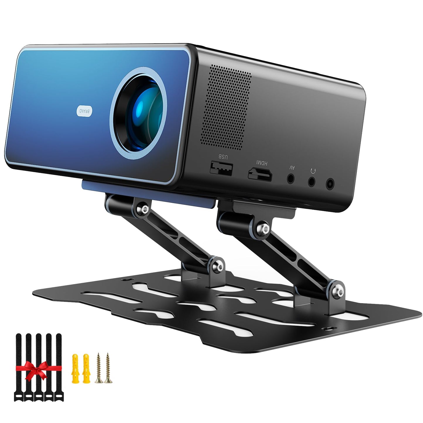 3-in-1 Adjustable Projector Mount Stand – Universal Ceiling/Wall/Table Mount with 180° Dual-Axis Rotation, Multi-Hole Design, Anti-Slip Pads, 1/4" Screw Compatible for Mini & Standard Projectors