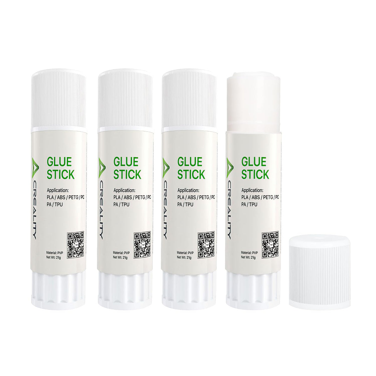 Creality 3D Printer Glue Sticks PVP Solid Glue Sticks for 3D Printing Hot Bed Build Plate, Enhanced Adhesion Reduces Warping for Filament, 3D Printer Adhesive for PLA/ABS/PETG/PC/PA/TPU, 4 Pack